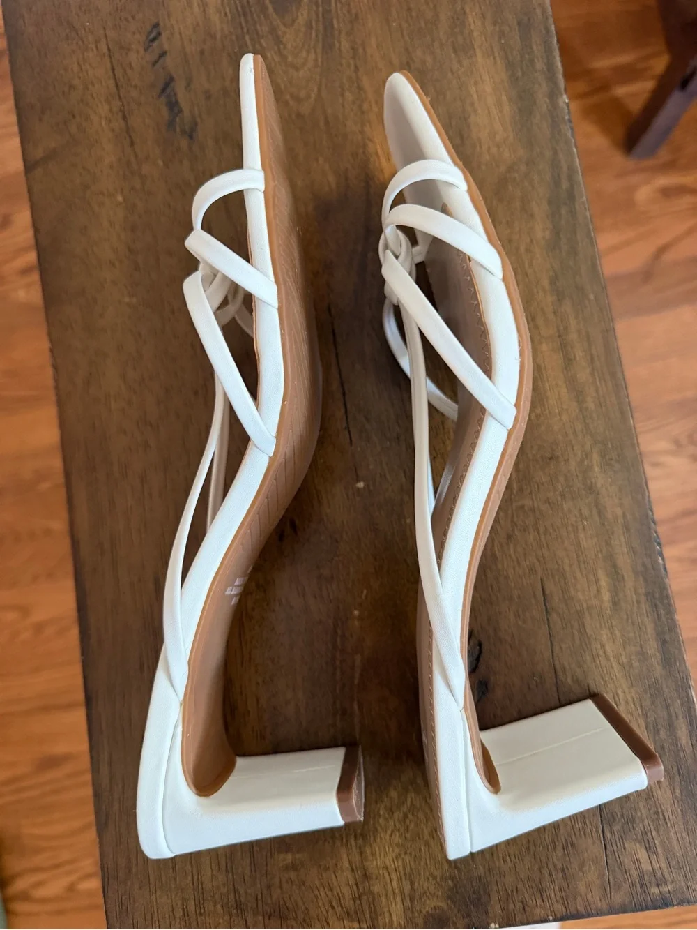 bp White Strappy Knot Block Heel Sandals NWOT